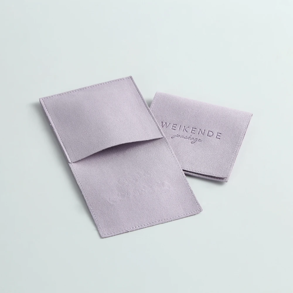 Custom Stamped logo Printed Luxury Envelope Flap Micro Fiber Suede Microfiber Envelope Jewelry Pouches and Packaging Gift Bags