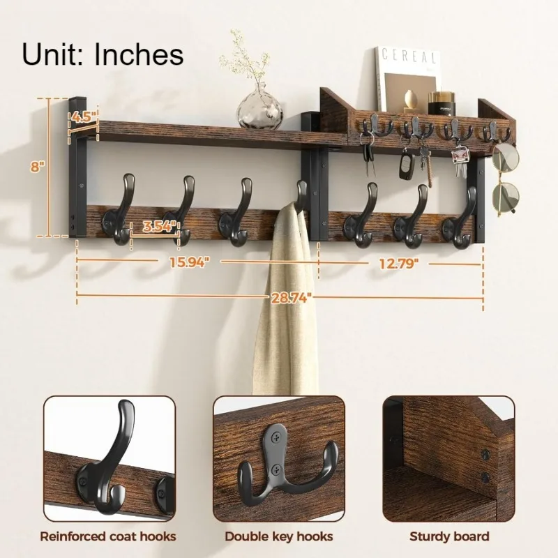 מדף קיר צף מעץ מארגן מדפים מולטיפונקציונלי מדף אחסון צף מעמדי תצוגה אסתטיים מארגנים רהיטים