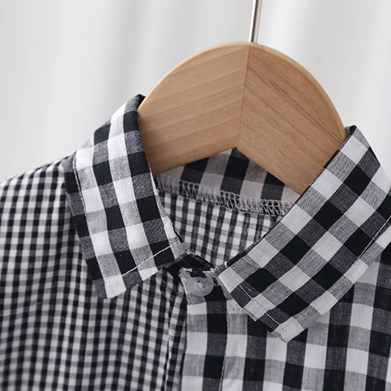 IENENS Kids Shirt Clothes Spring Thin Blouses Clothing Infant Boy Plaid Cotton Tops 1 2 3 4 Years Kids Long Sleeves Shirt