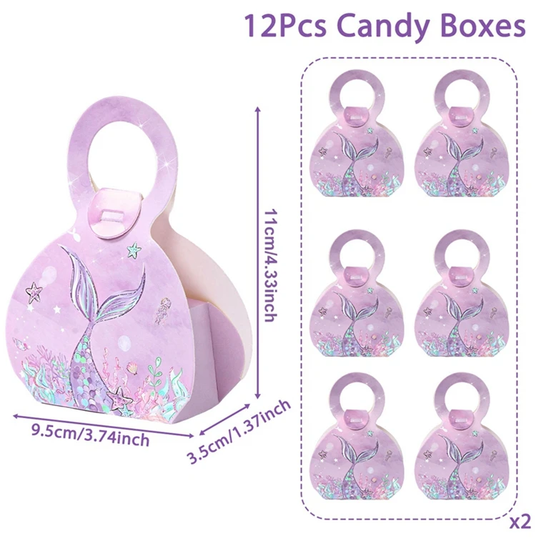 Mermaid-Themed Popcorn Boxes for Birthday and Baby Shower Decorations