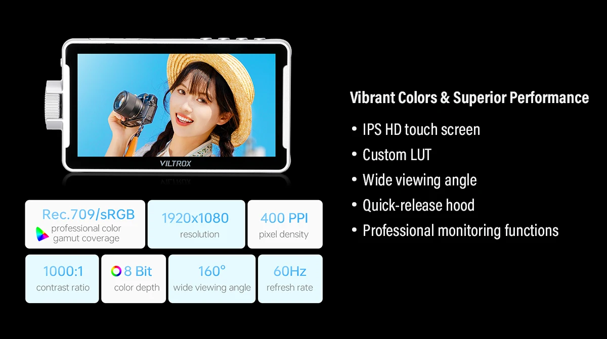 VILTROX DC-V1 5.5" Touchscreen Camera Field Monitor DSLR Monitor with 3D LUT Wav