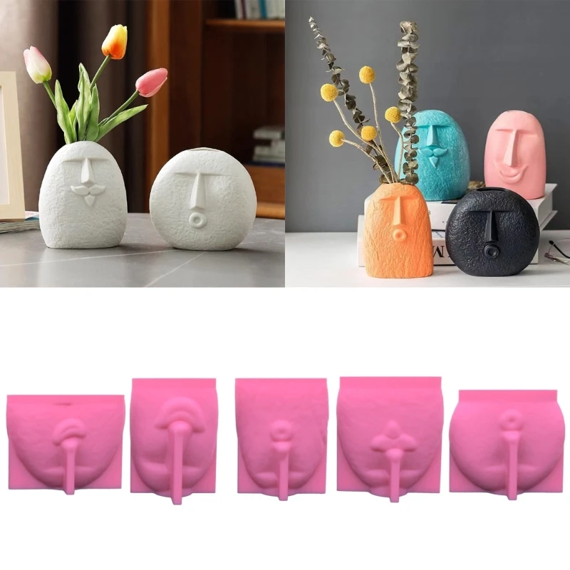 

DIY Silicone Mould for Flower Pot Reusable Human Face Vase Resin Molds DIY Craft Decorations Arrange Flowers Vase Molds