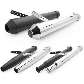 รถจักรยานยนต์ท่อไอเสีย Retro Vintage Classic Electroplating Escap Moto สําหรับ Cafe Racer Bobber Chopper Custom 1