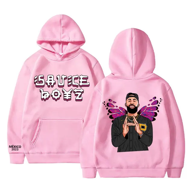 Rapper Eladio Carrion Sauce Boyz Monarca Hoodie Male Fleece Cotton Sweatshirt Man Streetwear Men Women Hip Hop Oversized Hoodies