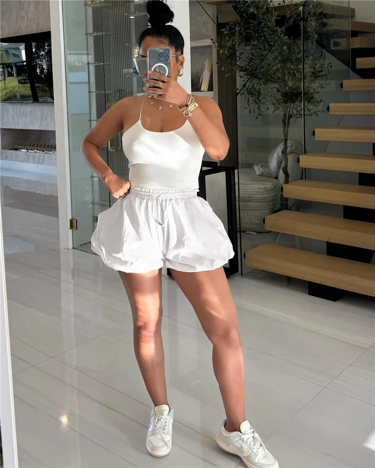 2024 New Summer Shorts Women Y2K Girl Pop Bubble Short Pants High Waisted Shorts