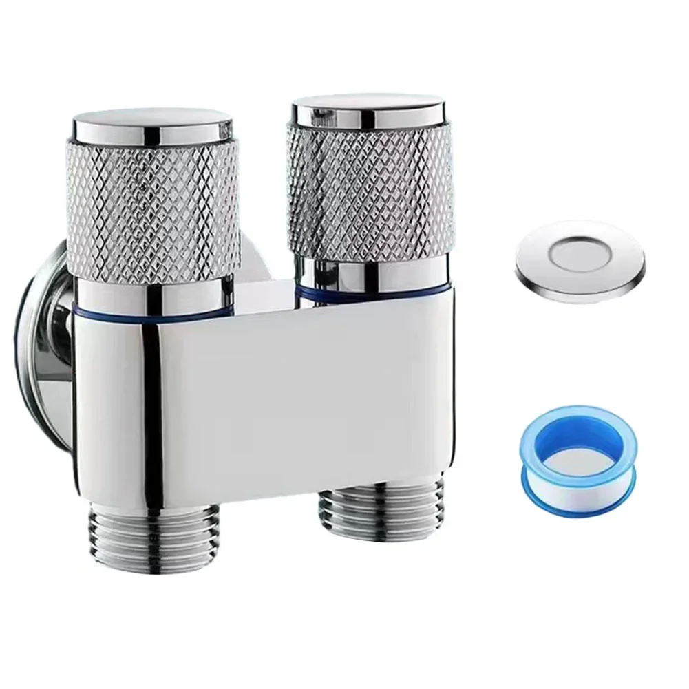 G1/2 1 In Two Out Double Control Washing Machine Faucet Toilet Triangle Valve Kitchen Sink Bathroom Basin Faucet
