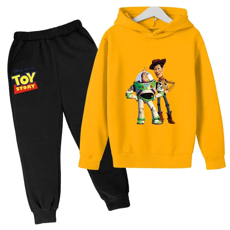 thumbnail image 1 of Conjunto de sudaderas con capucha Lotso para niños, Woody, Buzz Lightyear, sudaderas con capucha de Toy Story de dibujos animados para niños, camisetas y pantalones largos, traje de 2 piezas para niño, 1 of 5