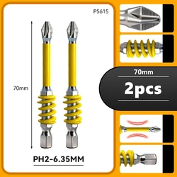 Magnetic Anti - Slip Phillips Screwdriver Bits with Hex Shank (70mm)