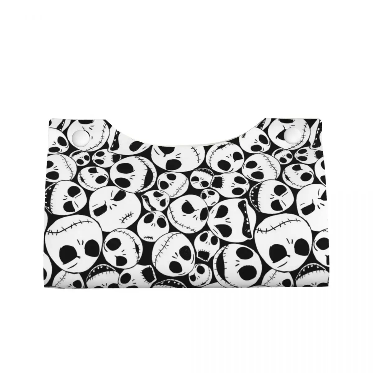 Custom Jack Skellington Facial Tissue Box Cover Rectangular Christmas Nightmare PU Leather Tissue Box Holder for Car Bathroom 2