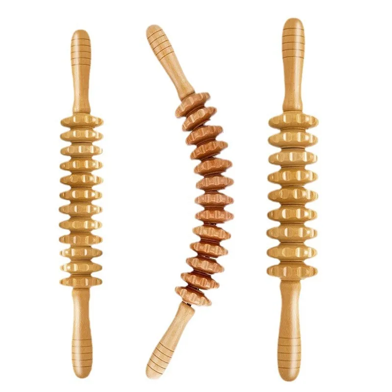Massage Stick Wooden Muscle Relaxation Mace Massager Roller Fitness Meridian Yoga Stick Slimming Leg Cervical Spine Roller