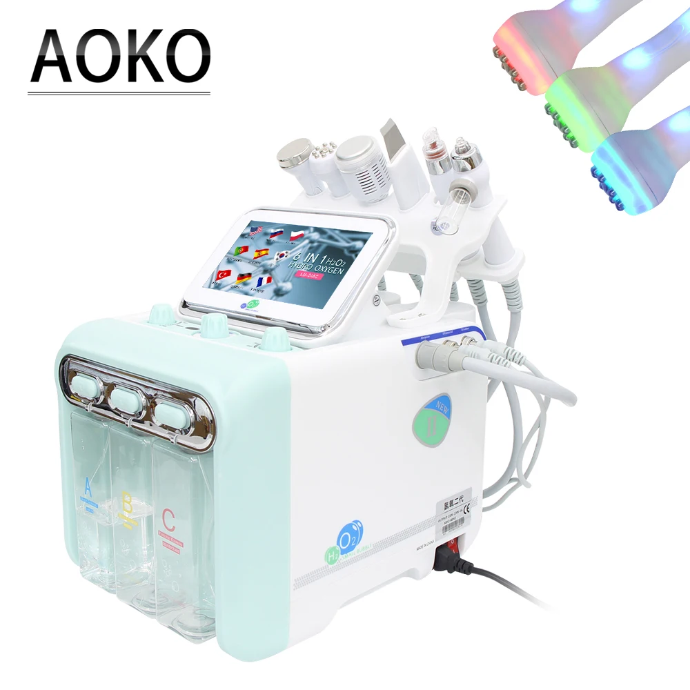 AOKO hydrogen 6in1 Water Oxygen Jet Hydro Diamond Dermabrasion Machine Facial Microdermabrasion Device for Face Clean