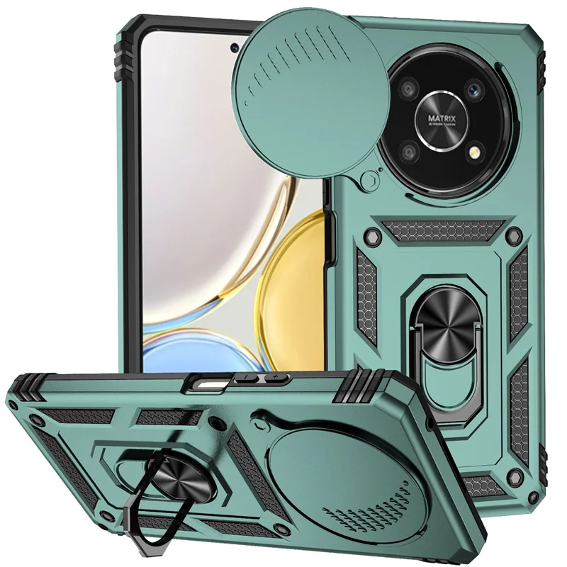 Shockproof Armor Ring Phone Case with Lens Protection for Honor Magic4 Lite 5G and X9
