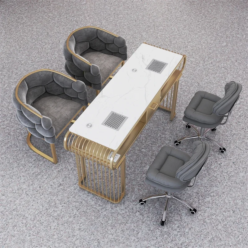 Simple Salon Nail Desk Vacuum Cleaner Auxiliary Office Manicure Technician Table Reception Mesa Manicure Salon Furniture LJ50MT nail table
