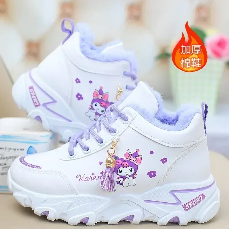 Sanrio hello kitty Children's Cotton Shoes Autumn Winter Fleece Warm Student boy girl Sports Shoes kuromi Casual Sneakers