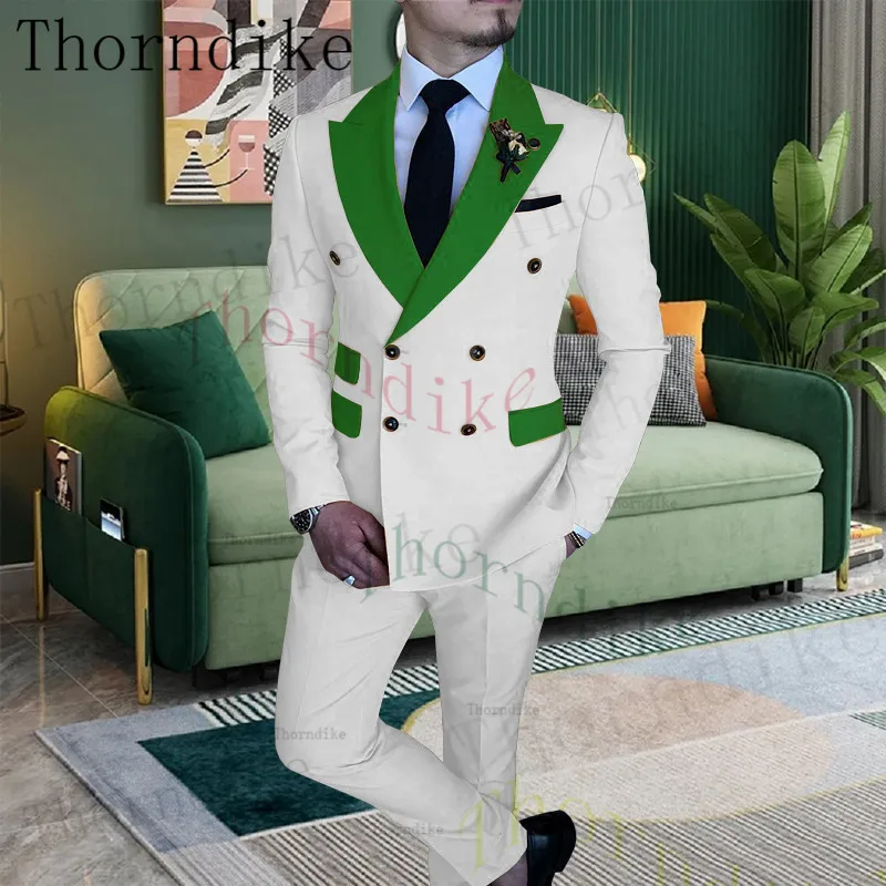 Thorndike Classy Wedding Tuxedos Suits Slim Fit Bridegroom For Men 2 Pieces Groomsmen Suit Male Formal Business (Jacket+Pants）