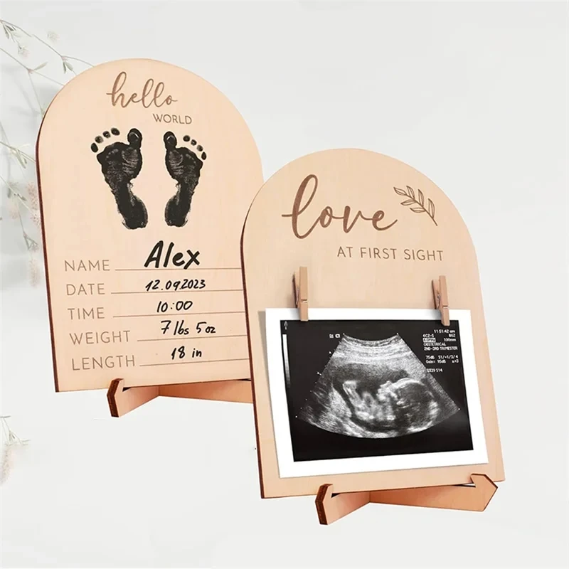 Wooden baby B Ultrasound photo frame New mother photo frame commemorative display sonogram