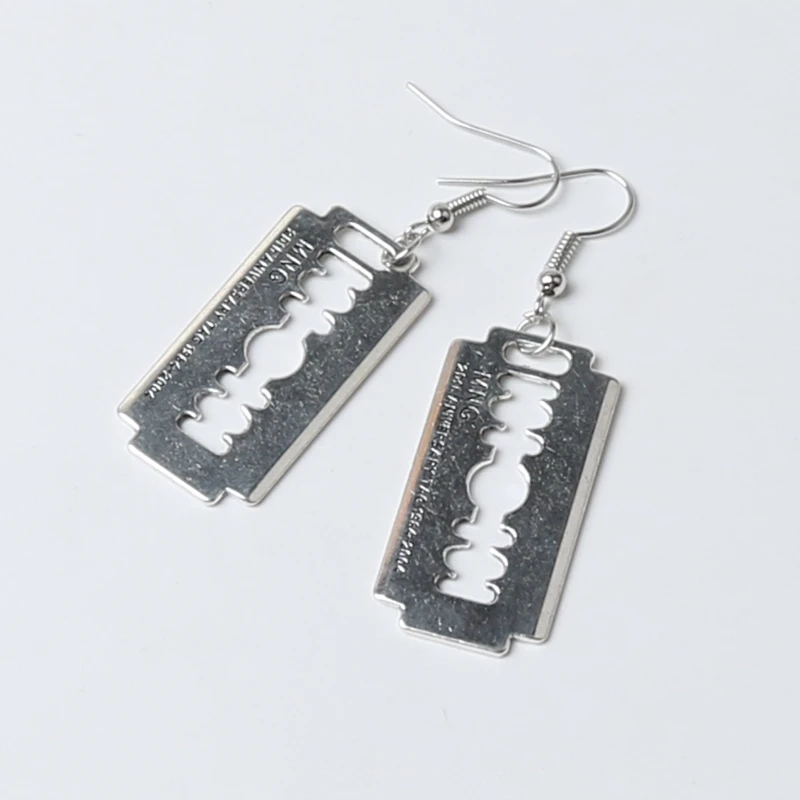 Razor Blade Earrings Gothic silver color Emo Jewellery Goth Punk Kitsch Handmade stud earrings dangle earrings hoop earrings drop earrings pendant earrings long earrings safety pin earrings ear loops jewelry