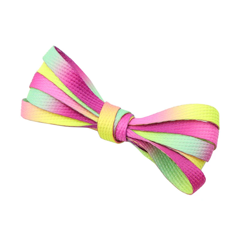 Weiou New Adorable Rainbow 4 Colors Shoelaces 0.8 Cm Flat Attractive Women's Shoe Laces For  Canvas Fabric Sneakers Hat Ropes