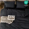 Washed Cotton Bed Linen Bedding Set 4 Pieces Bed Sheets Set Solid Color Comforter Cover Couple Queen King Size Bed Quilt Cover 2