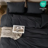 Washed Cotton Bed Linen Bedding Set 4 Pieces Bed Sheets Set Solid Color Comforter Cover Couple Queen King Size Bed Quilt Cover 2