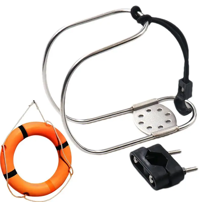 Life Ring Bracket Adjustable Stainless Steel Life Buoy Bracket Wear-Resistant Buoy Mount Multipurpose Holder