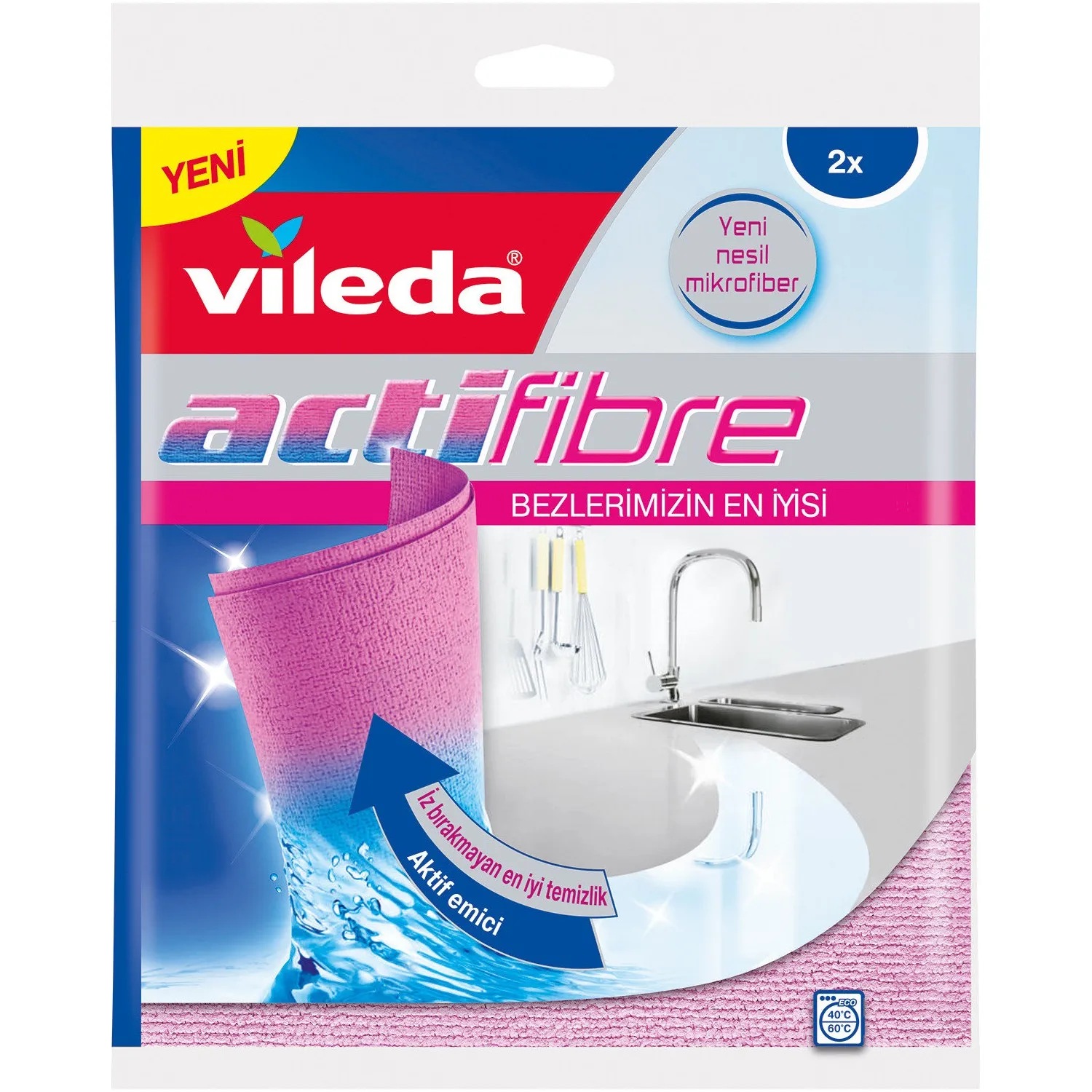 Vileda Professional - PVA Micro Cloth Pink, 100% Microfibers Made of PVA 5  pcs