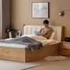 Wooden Simple Bed Leather European Tatami Sofa Modern Storage Platform Bed Multifunctional Floor Muebles Lounge Suite Furniture 6