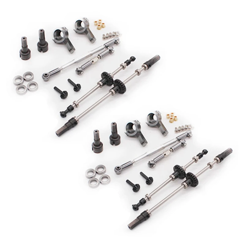 2X Upgrade Metal Gear Bridge Axle for WPL B1 B14 B24 C14 C24 RC Car Parts Steering Pull Rod Front+Rear |