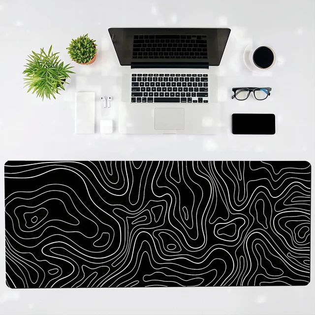 1 шт. игровой коврик для мыши, большой коврик для клавиатуры, 31,5x11,8 дюйма, топографический коврик для мыши, черно-белый коврик для мыши, геймерский коврик 800x300 мм, настольный коврик 4