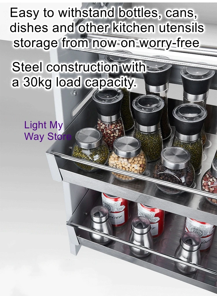 Stainless steel aluminum alloy basket storage rack hanging cabinet lifting basket kitchen pull-down cabinet storage rack