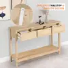 NEW Rattan Console Table Boho Entryway Table Narrow Long Sofa Hallway Foyer Table Behind Couch with 3 Drawers 6