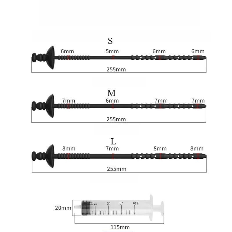 Insert Urethral Catheter Dilator Penis Plug Syringe Injection Horse Eye Stimulation Long Uretre Sounding Sex Toys for Men Gay urethral dilator silicone urethral dilator