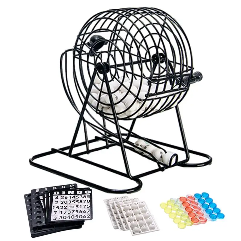 Bingo Game Set Bingo Lottery Machine Cage Lottery Adult Family Large Party Entertainment Tabletop Board Game Sweepstakes
