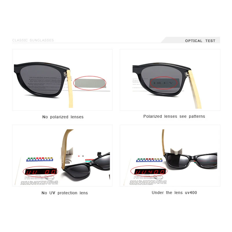 Oley Unisex Square Bamboo Wood Handcrafted Polarized Sunglasses YZ2140