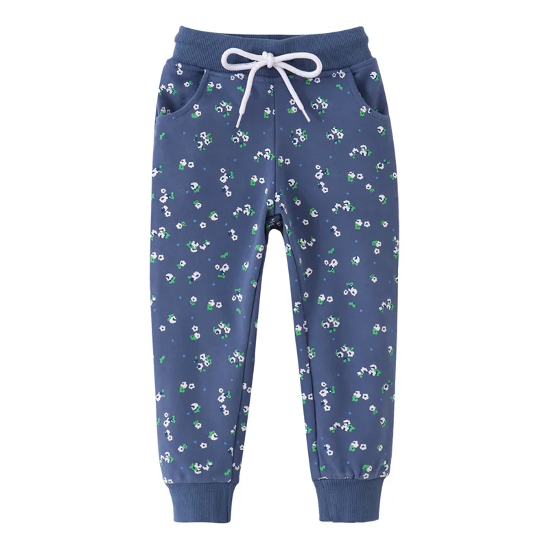 

Jumping Meters 2-7T Full Length Boys Girls Sweatpants Floral Drawstring Toddler Kids Trousers Pants Baby Autumn Spring Pant