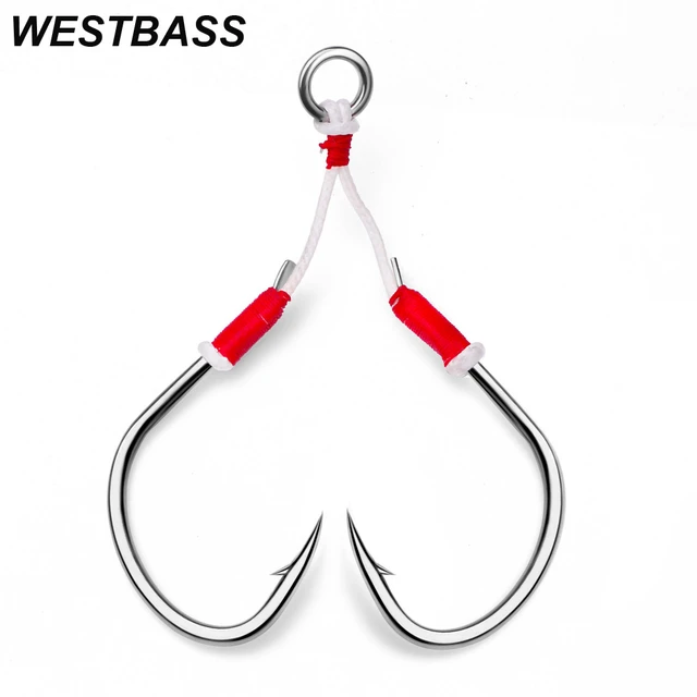 WESTBASS 2Pairs Metal Jig Assist Hooks 1/0-4/0 Slow Jigging Hook High  Carbon Steel Double Fishhook ganchos anzuelos Barbed anzol - AliExpress