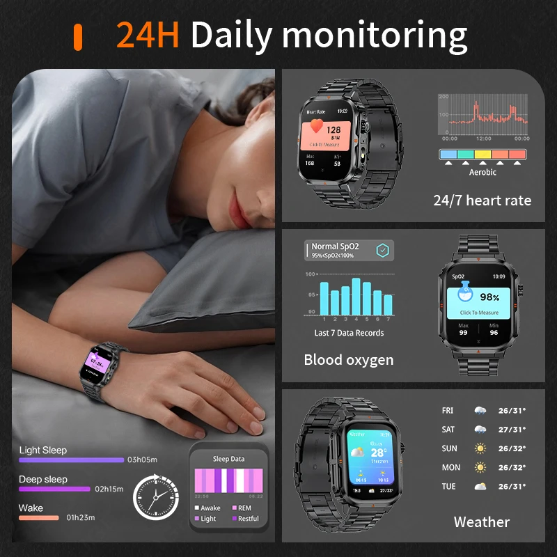 LIGE Smart Watch Men Flashlight Bluetooth Call Heart Rate Sleep Health Monitor Sport Waterproof Smartwatch Women For Android iOS