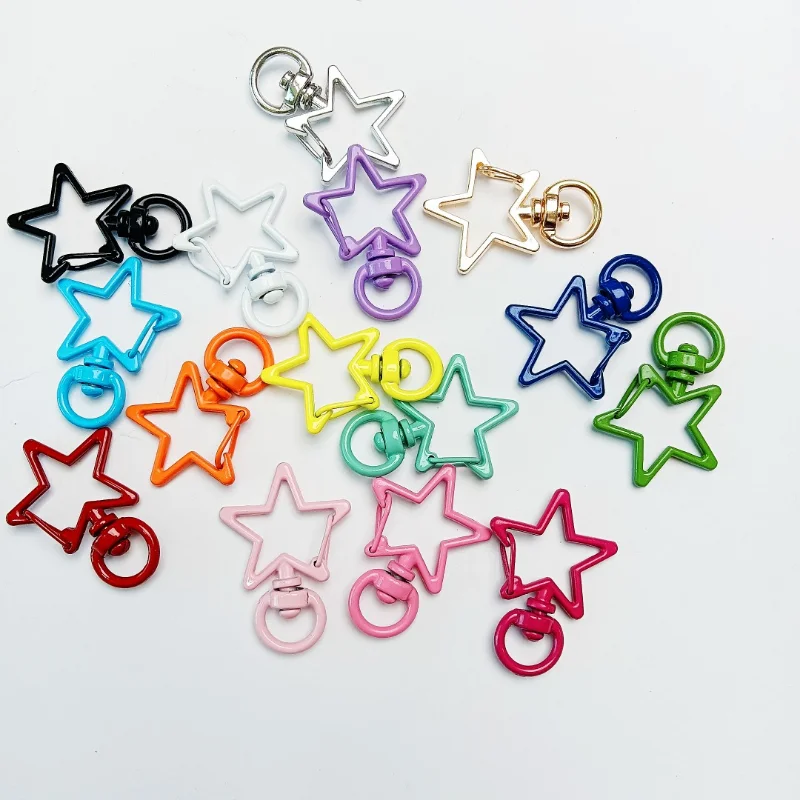 Star Shape Key Chain Lobster Clasp Hooks Trigger Clips Buckles for DIY Jewelry Making Gold Silver Rotation Key Rings Accessories
