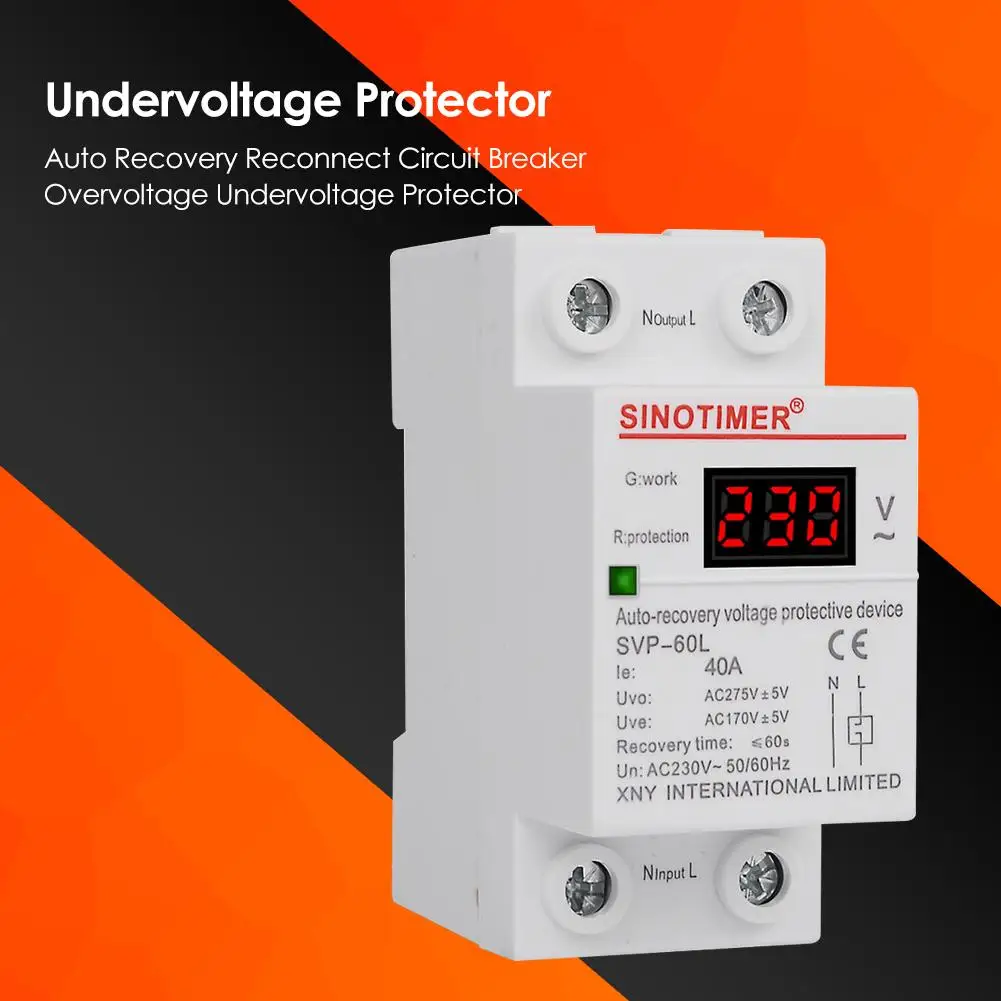 40A 50/60Hz Auto Over-current Over-voltage Protection Relay Circuit Breakers