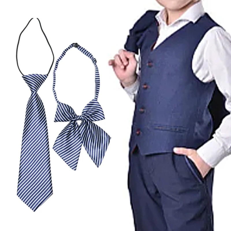 

2pcs Women Bowknot Ties Knot Free Neck Tie for Uniform Necktie Student
