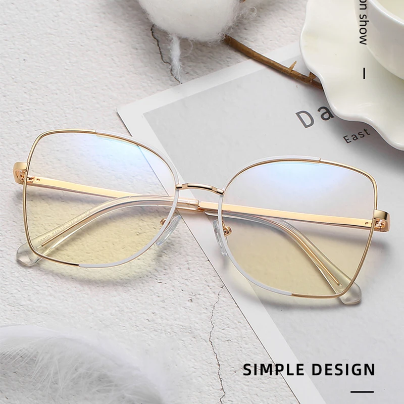 New Fashion Brand Designer Anti Blue Light Reading Glasses For Women Thin Metal Spring Hinge Prescription Eyeglasses Frames 0~+6 2