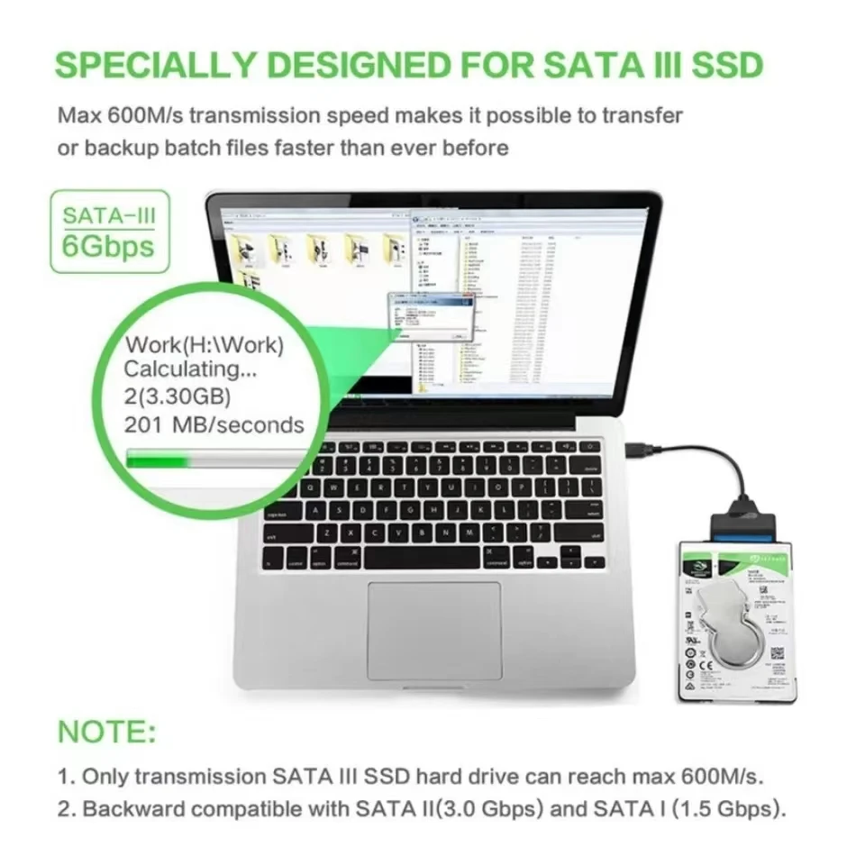 Sata-USB 3.0 어댑터 케이블 USB-SATA 3 케이블 지원 22 핀 2.5 Lnche 외장형 HDD SSD 하드 디스크 컴퓨터 커넥터 적합