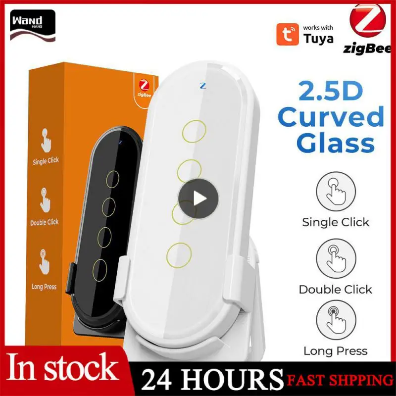 

Умный пульт дистанционного управления Tuya Smart Scene, сенсорный выключатель из закаленного стекла 2.5D для умного дома, с дистанционным управлением через шлюз