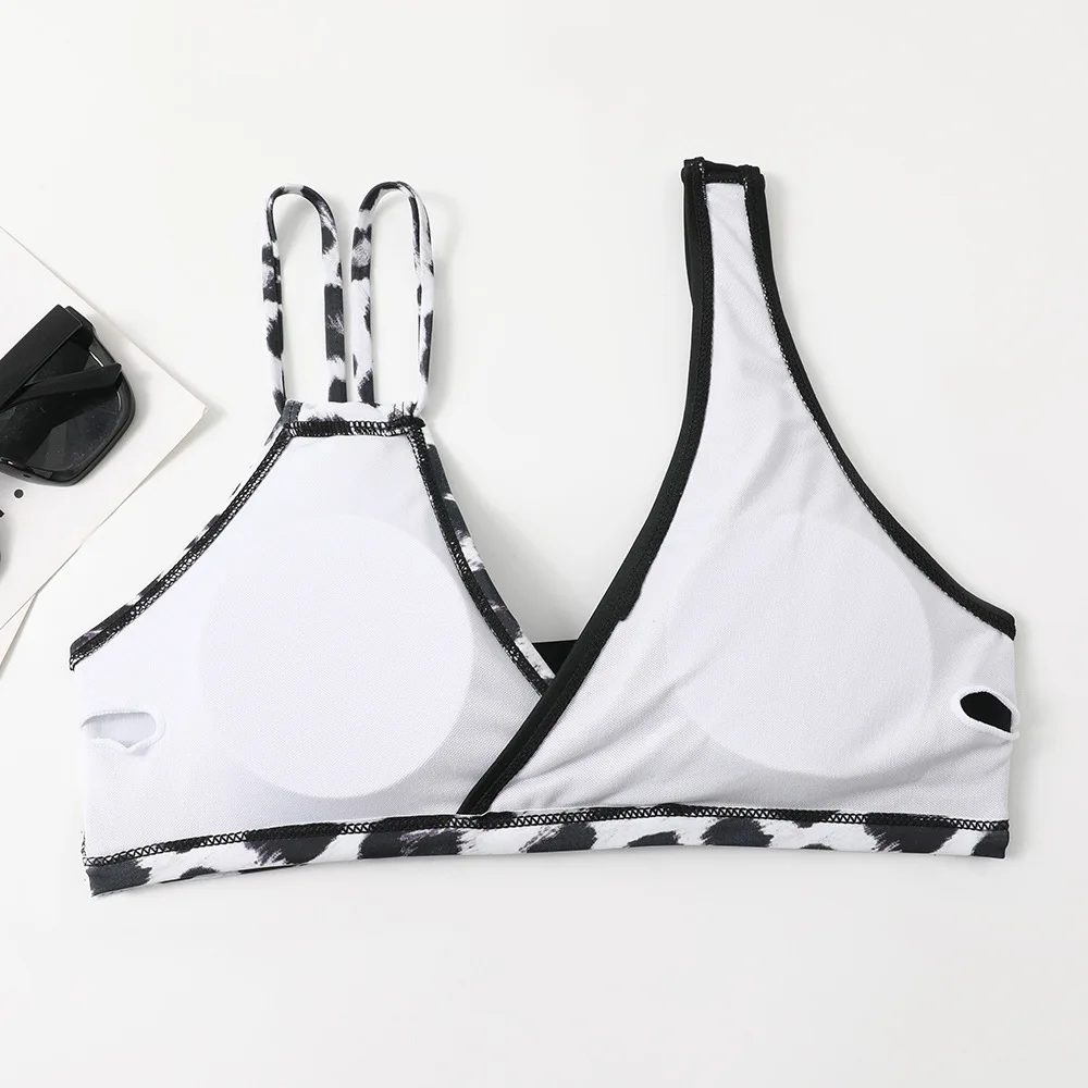 2023 new high-waisted color-blocking bikini swimwear hot in Europe and America sexy bikini