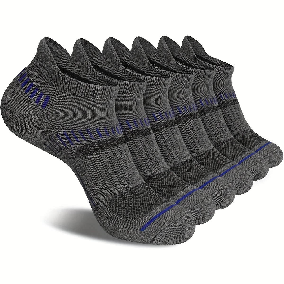 

6 Pairs Men's Athletic Ankle Socks Performance Cushioned Breathable Low Cut Tab Sock with Arch Support Sports Gym Socks