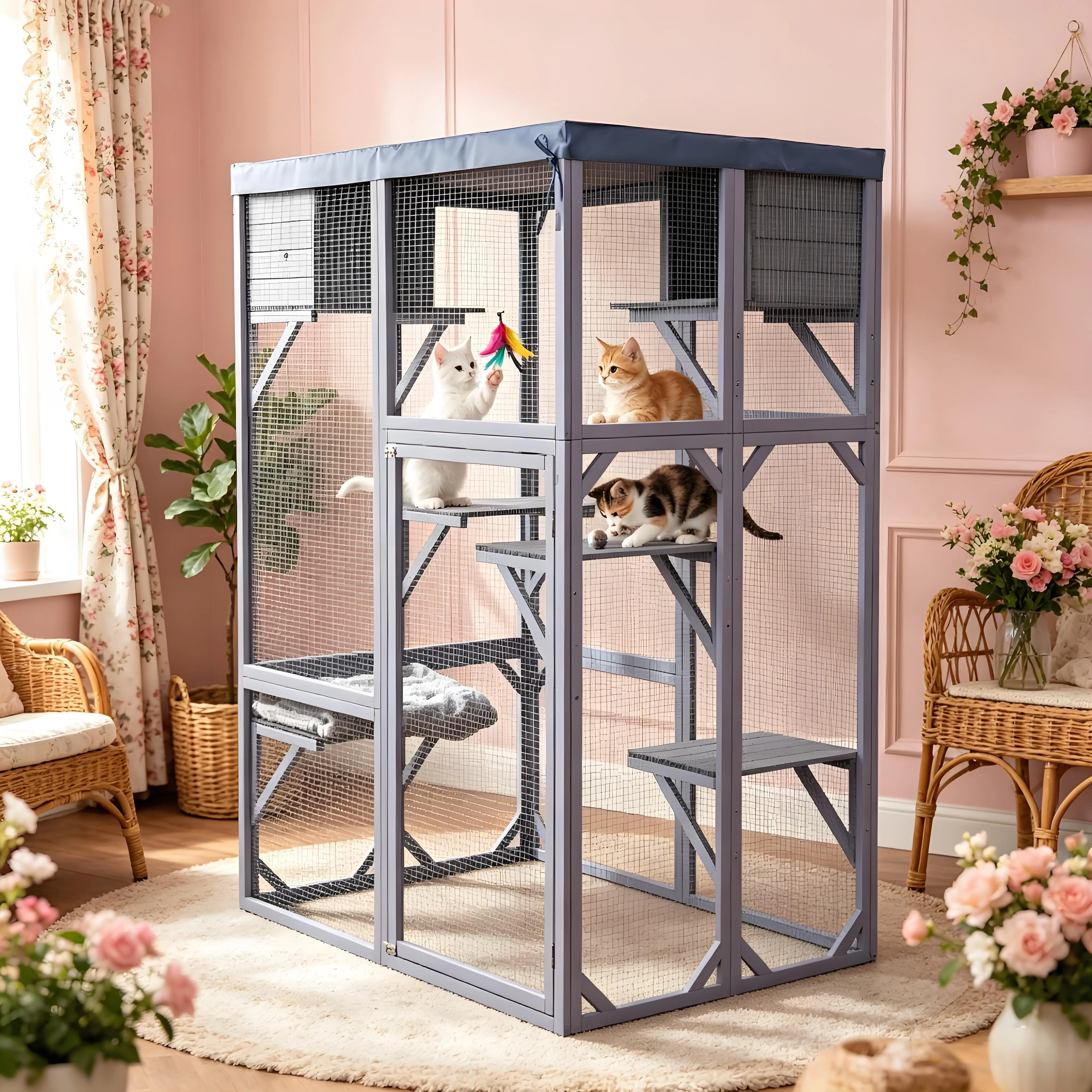 Outdoor Wooden Cat Enclosure 1
