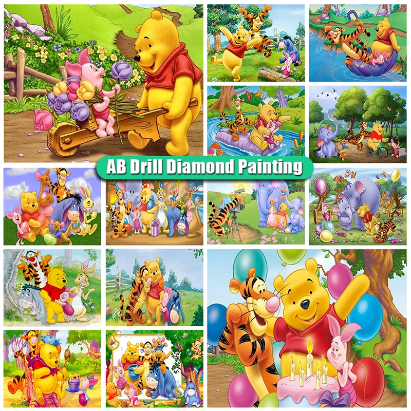 Winnie Pooh Rhinestone Diamond Painting  Winnie Pooh Cartoon Diamond  Painting - Diamond Painting Cross Stitch - Aliexpress