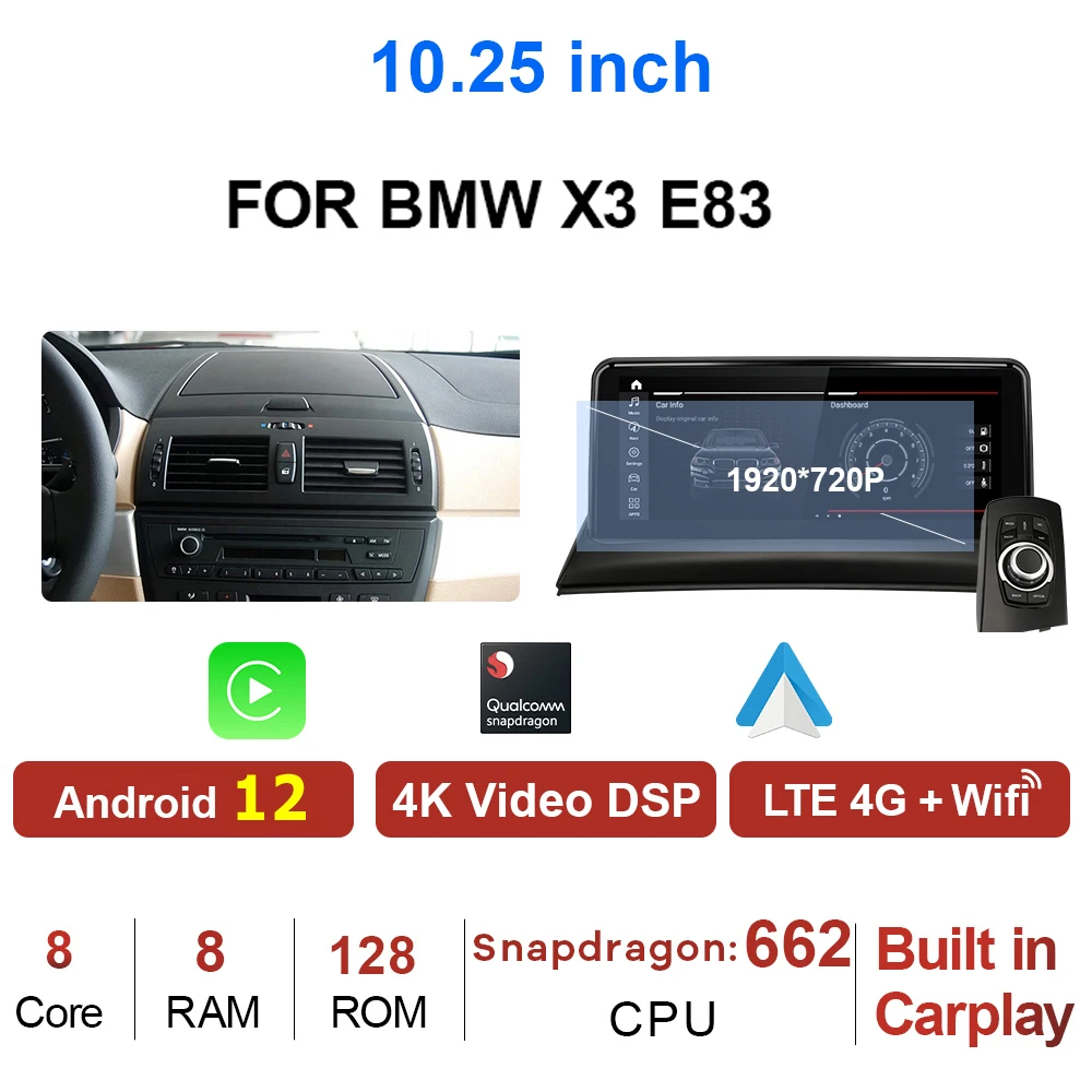 BMW X3 E83 Android Head Unit 10.25 Touch Screen Multimedia Navigation  System Aftermarket - DVDGPSNav