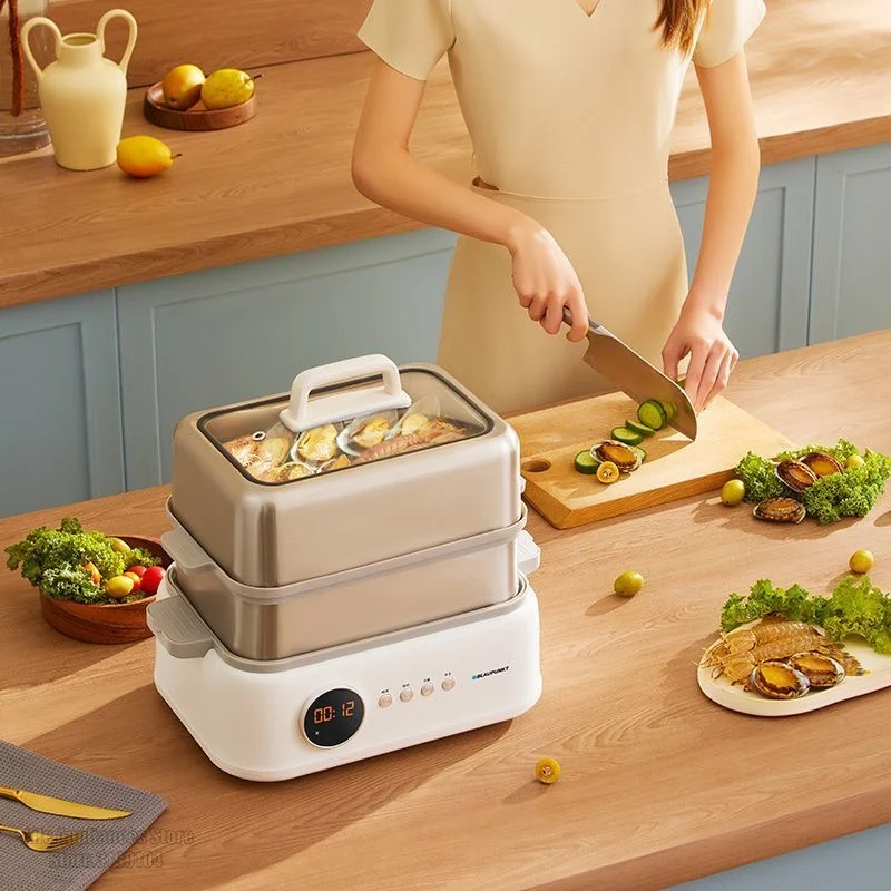 BLAUPUNKT Electric Steamer 10L Double Layers Stainless Steel Steam Pot 220V Automatic Steaming Box Household Multi Cooker