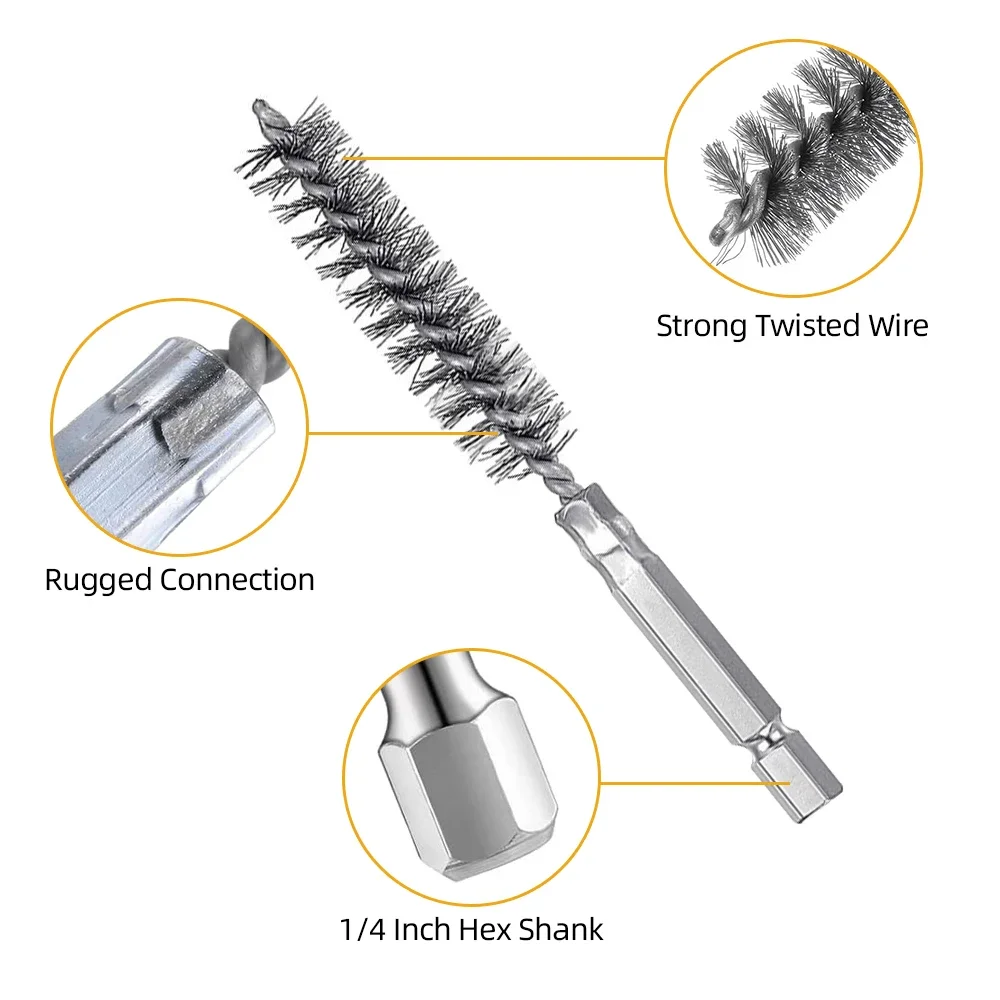 6 Pcs 8-19mm Wire Tube Machinery Cleaning Brush Rust Cleaner Washing Polishing for Automotive Manufacturing Processing Tools 6